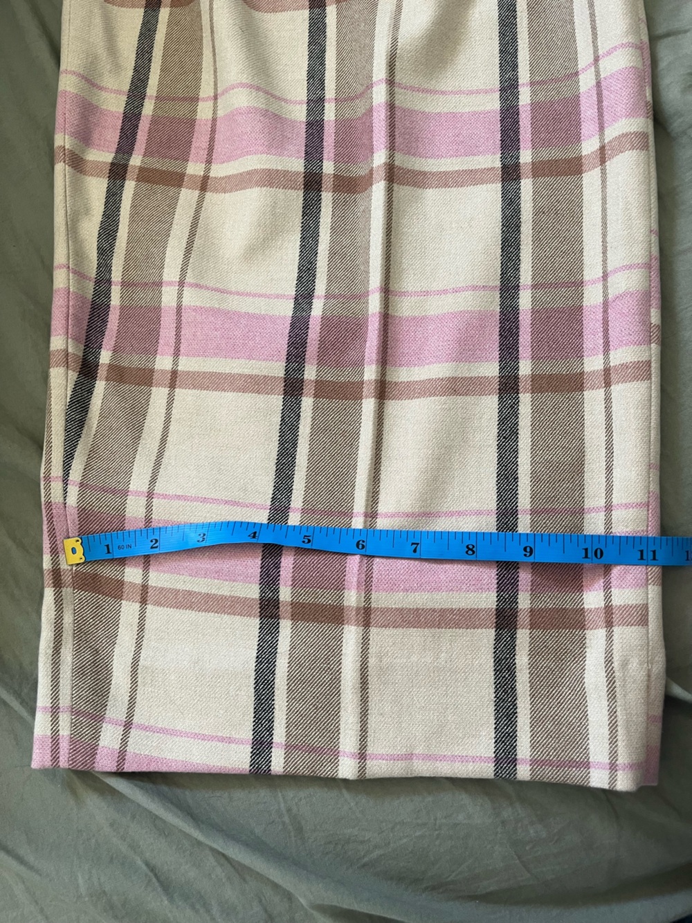 NWT COS High Rise Wide Leg Wool Blend Adjustable Waist Pink Plaid Trousers Sz 8 - Picture 16 of 16